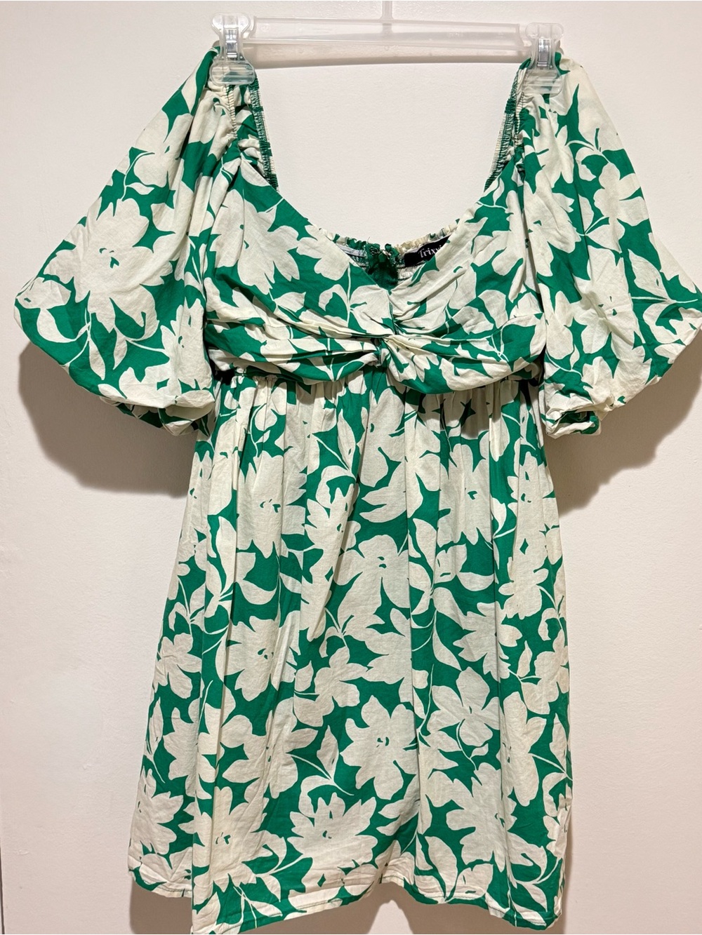 Trixxi Green and Cream Botanical Twist Dress size M